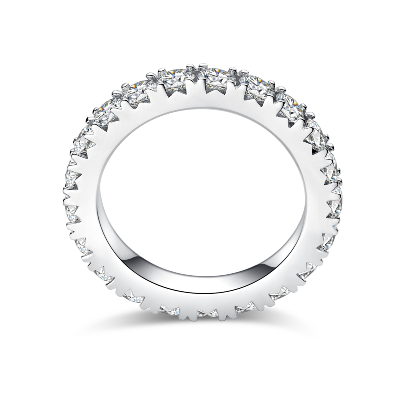 Full circle tiger claw guard ring S925 silver plated platinum moissanite diamond gemstone 3.0mm